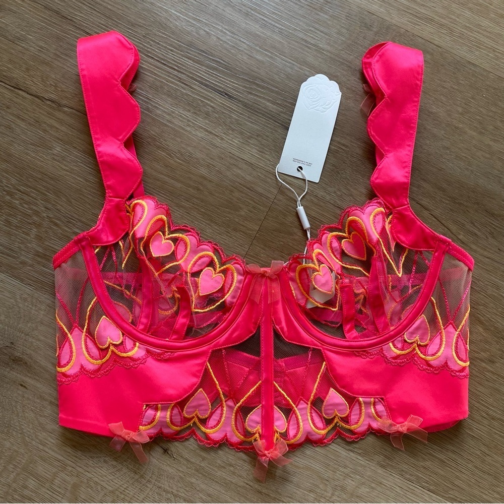 For Love and Lemons Graphic Hearts Bustier